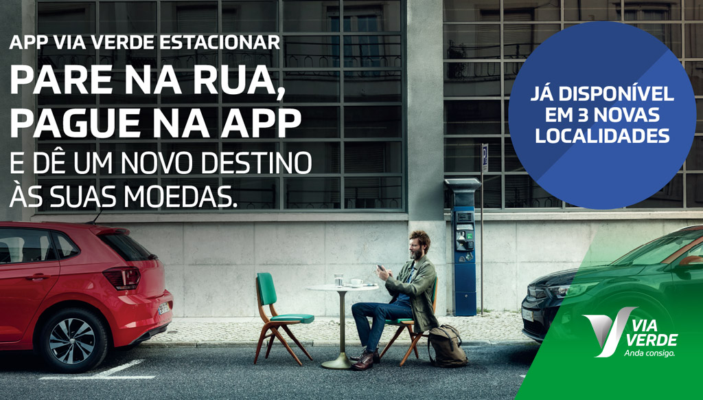 banner aplicação via verde estacionar homepage mobile